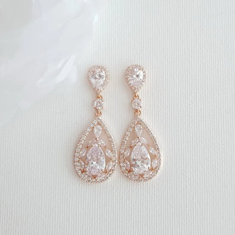 Crystal Wedding Earrings Drop-Esther