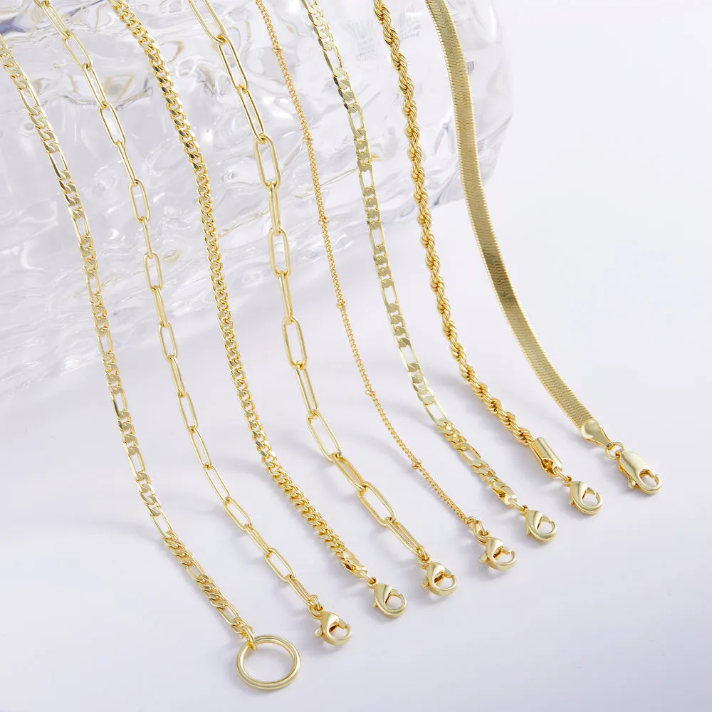 Dainty 14K Gold Layered Necklaces- Satellite Twist Paperclip