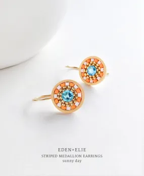 EDEN   ELIE Striped Medallion drop earrings - sunny day