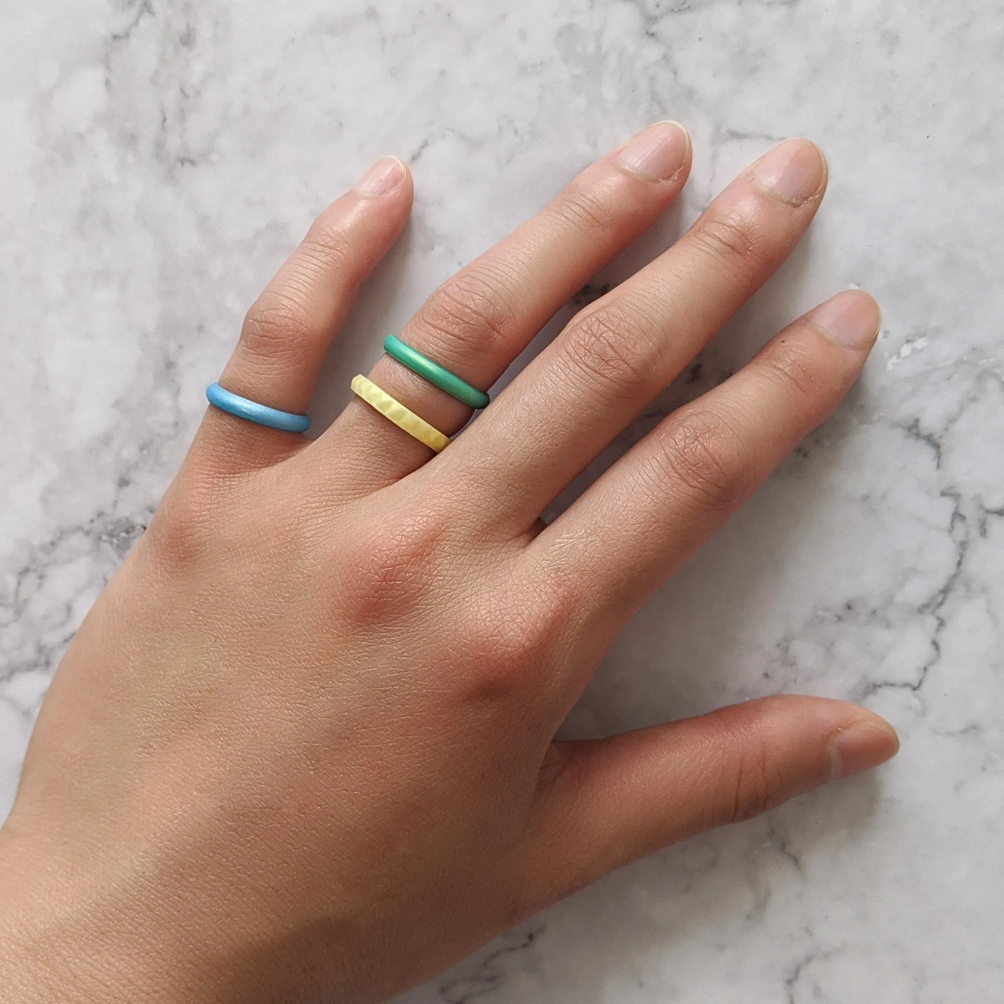 Emerald Green Pyramid Silicone Ring - Thin Stackable Band