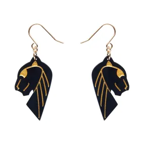 ErstWilder - Jaguar Solid Black Resin Drop Earrings in Gold