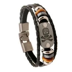 European And American Export Trade Jewelry Skull Leather Bracelet & Bangles For Man Popular Wristband Jewelry