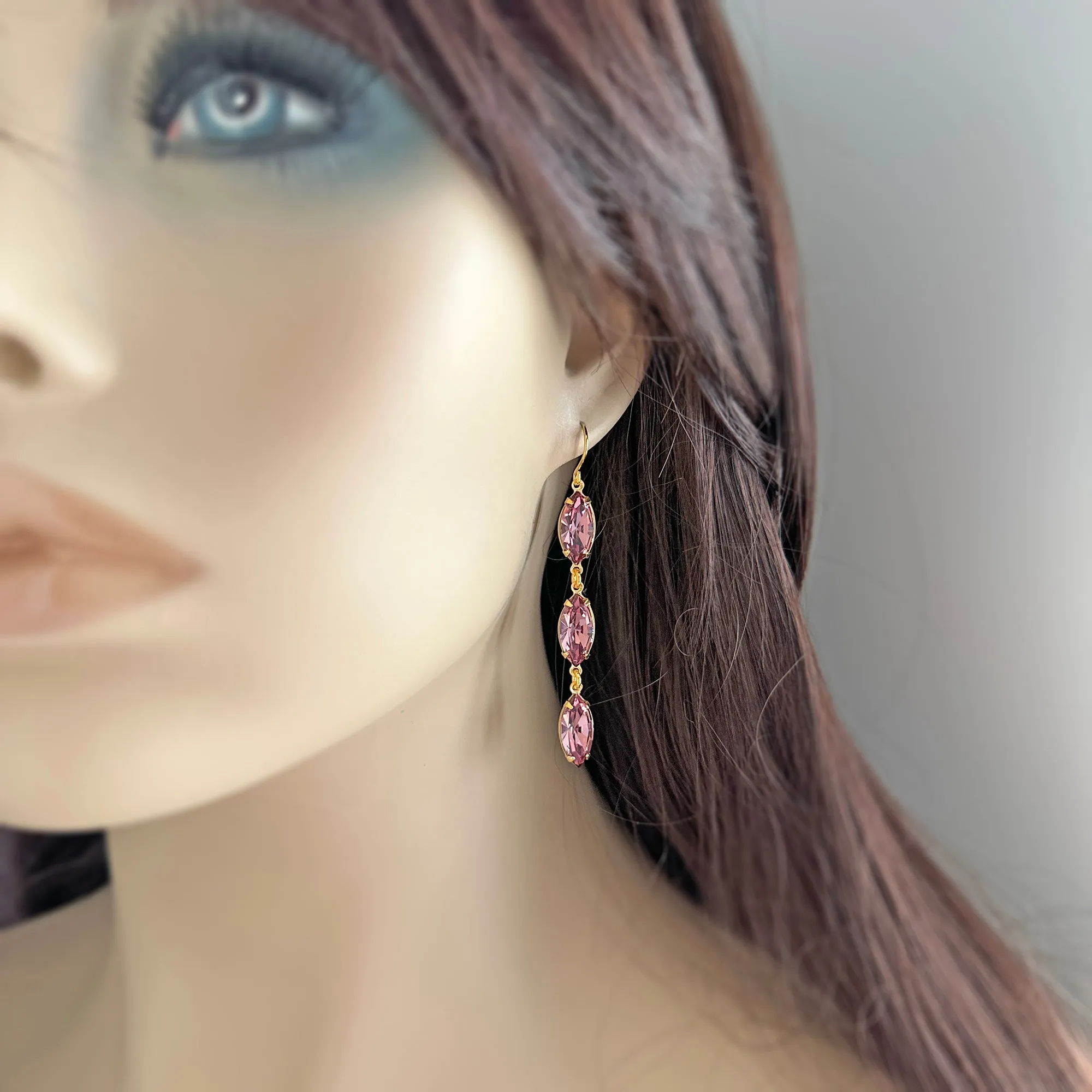 Extra Long Dangling Marquise Earrings