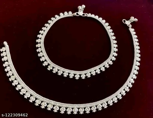 Fancy Silver-Plated Kalash Anklet - Elegant Party Wear