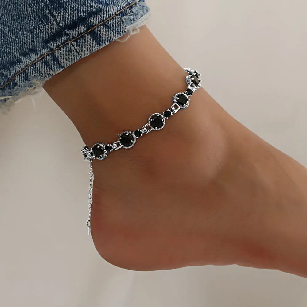 Full Stones CZ Anklet A 2108 (S) BK