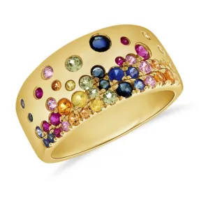 Gemstone and Diamond Confetti Cigar Ring