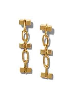 Gold Blockbuster 3 Block Earrings