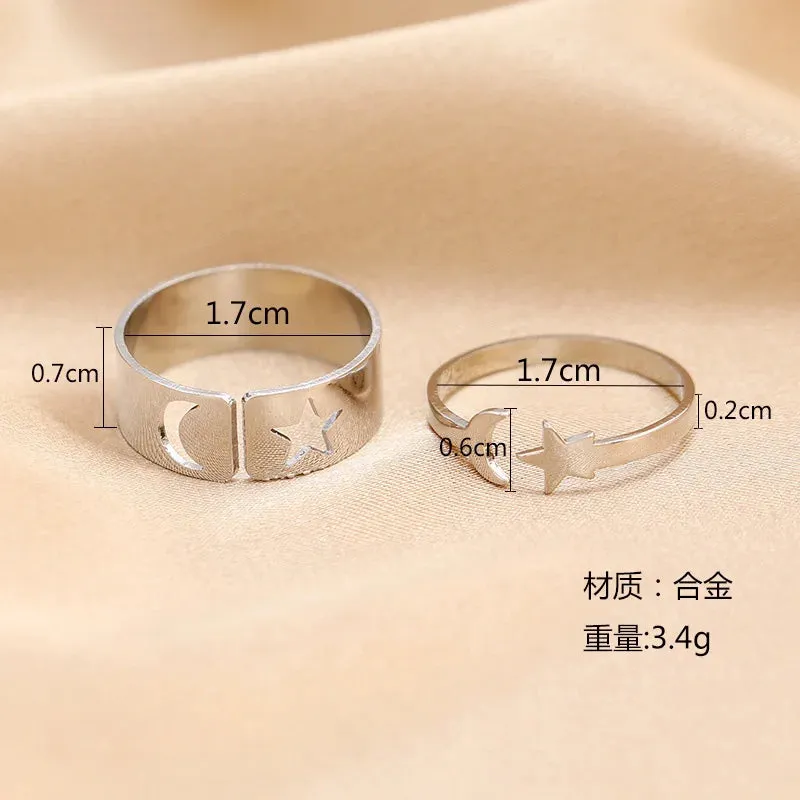 Gold Color 2pcs/set Couple Rings Women Open Rings Set Adjustable Wedding Rings Fashion Female Butterfly Rings bague femme