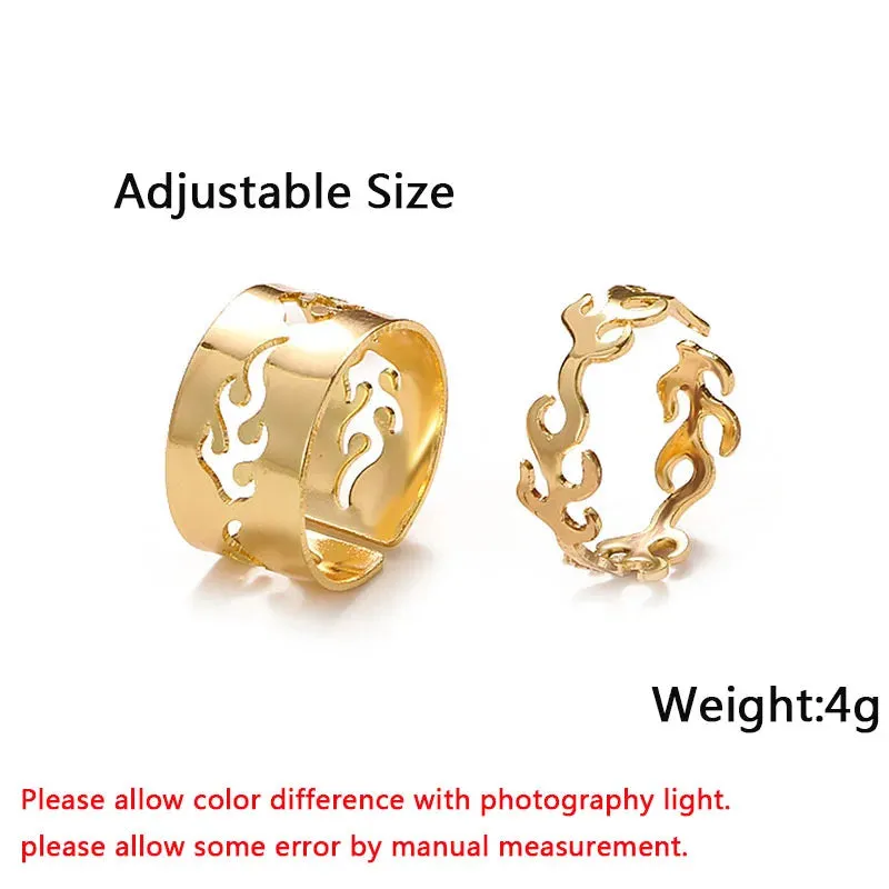 Gold Color 2pcs/set Couple Rings Women Open Rings Set Adjustable Wedding Rings Fashion Female Butterfly Rings bague femme