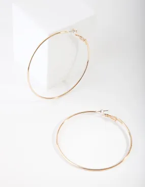 Gold Oversized Fine Hoop Earrings