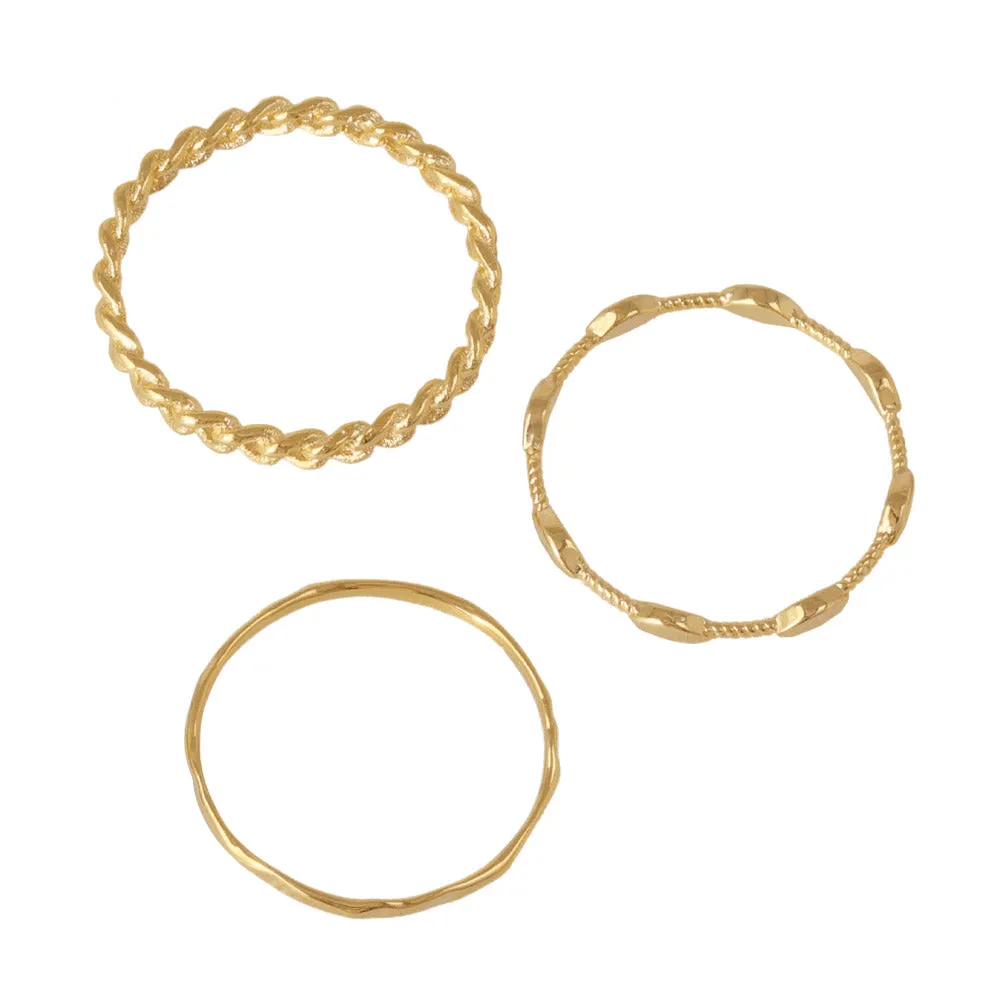 Gold Tone Ring Stack Set