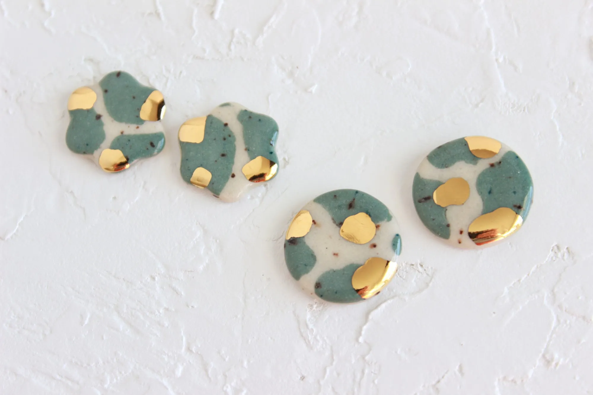 Green Terrazzo Flower Stud Earrings