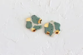 Green Terrazzo Flower Stud Earrings