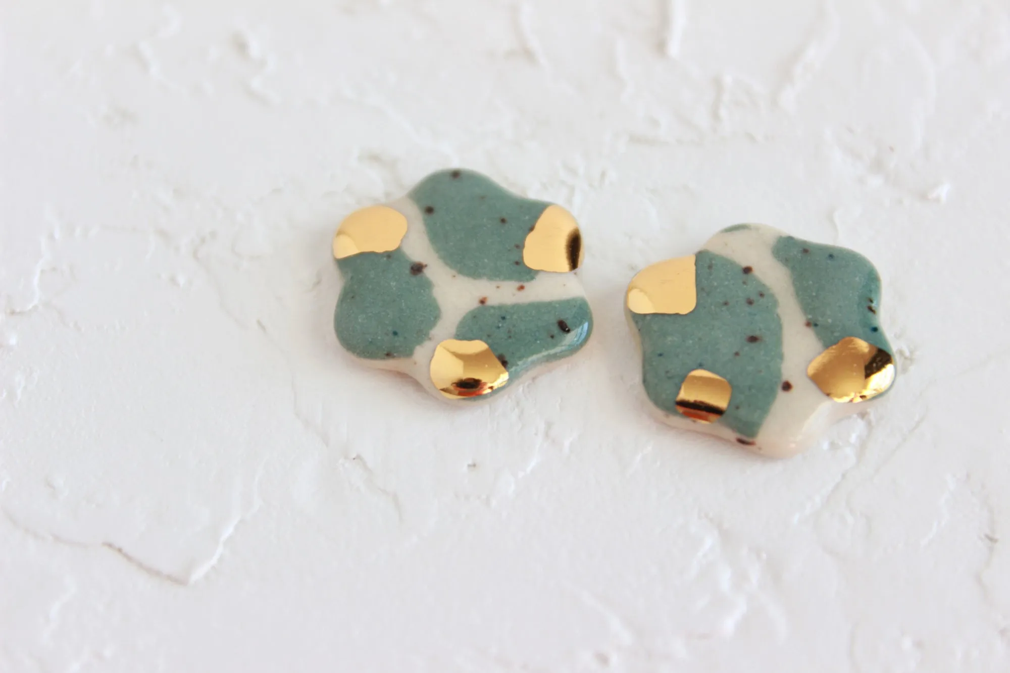 Green Terrazzo Flower Stud Earrings