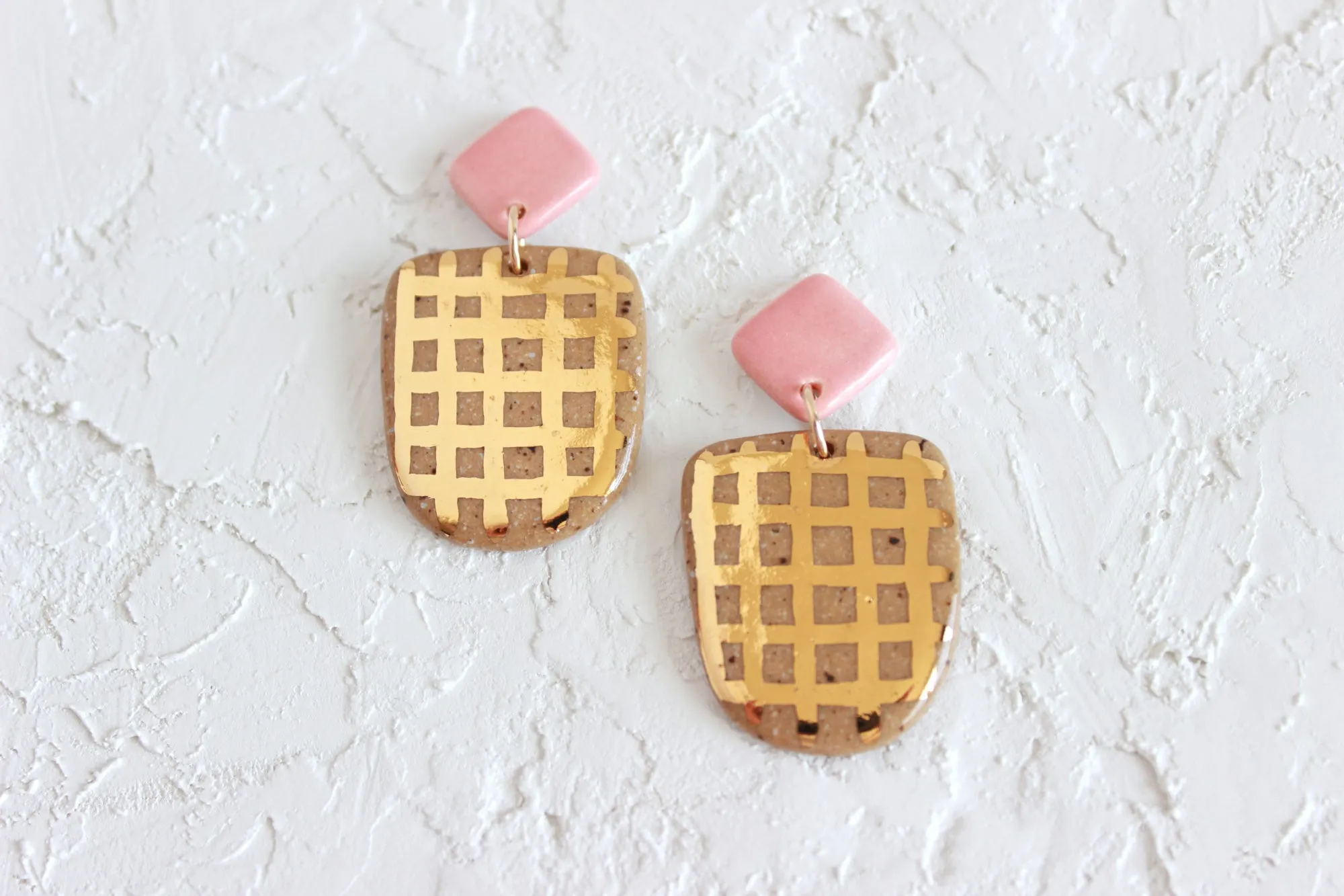 Grid Stoneware Statement Earrings