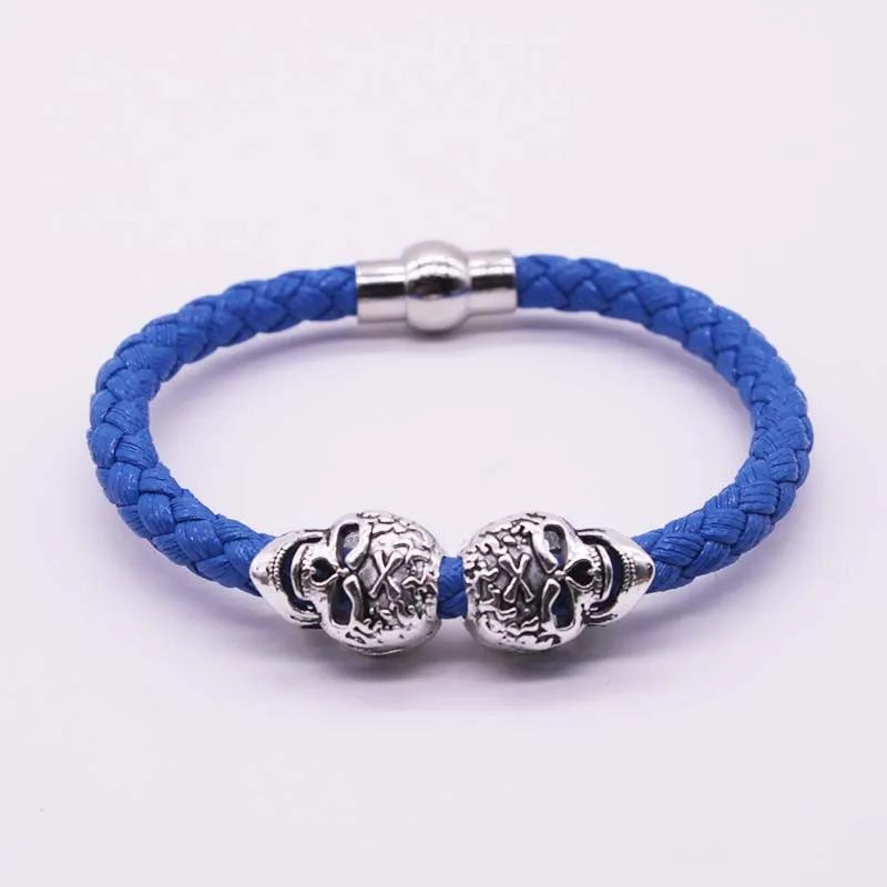 Hot Selling Fashion Braided Leather Bracelets Gold Plated Skull Bracelet Men Punk Wrap Bracelet Women Jewelry