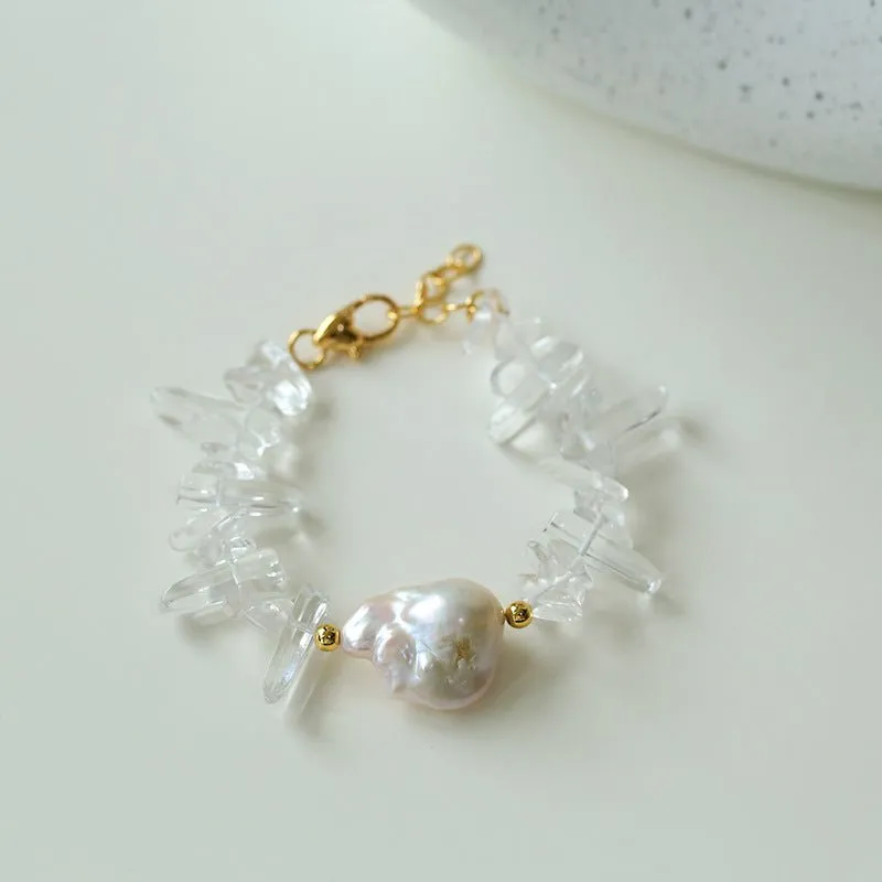 Irregular Crystal Baroque Pearl Bracelet