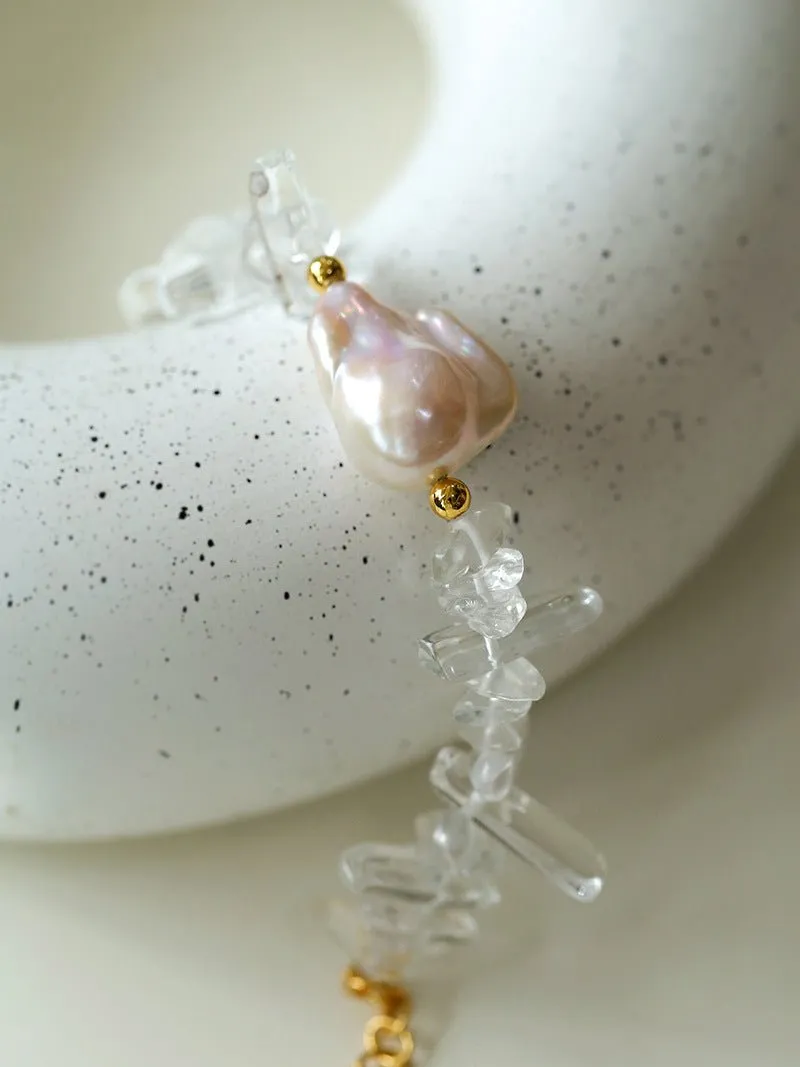 Irregular Crystal Baroque Pearl Bracelet