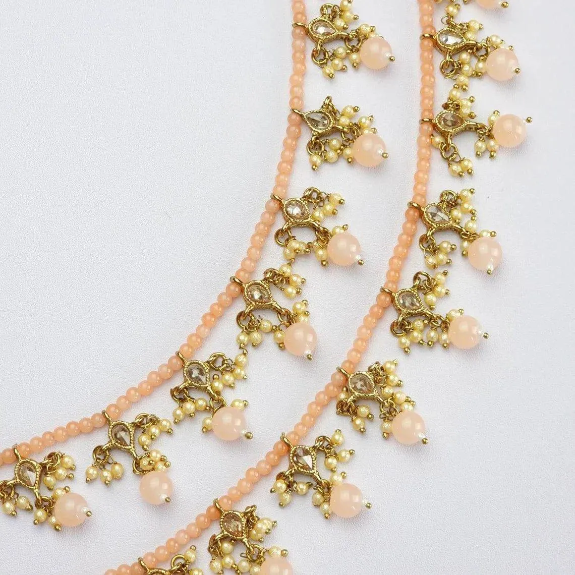 Kiran - Antique Gold Polki and Pearl Anklet/Jhanjar