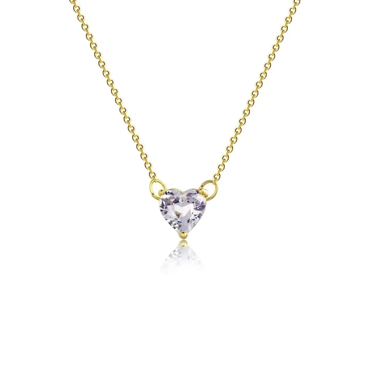 Kyerlyn Big Heart CZ Gold Necklaces