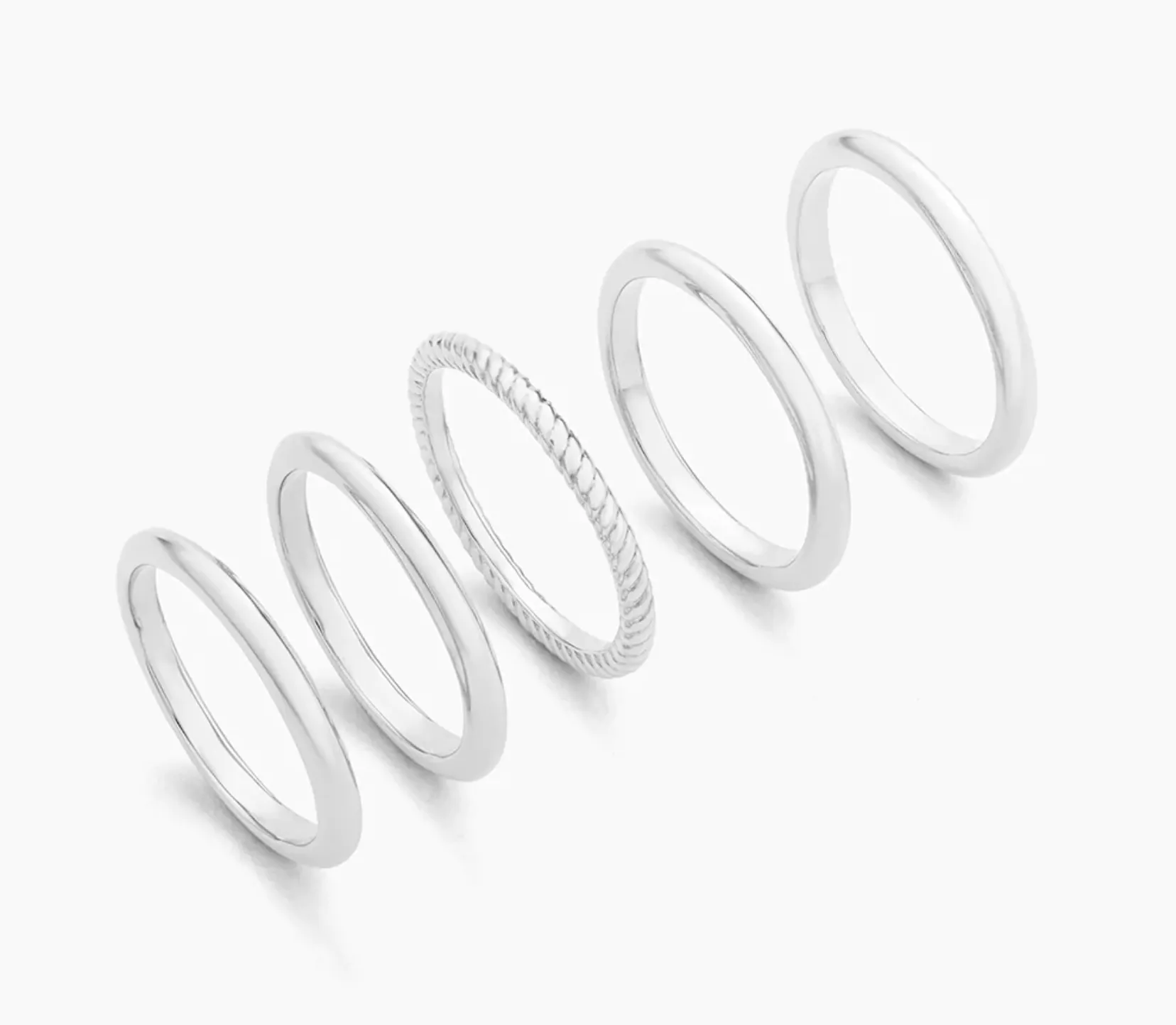 Layer &amp; Twist Silver Ring Set