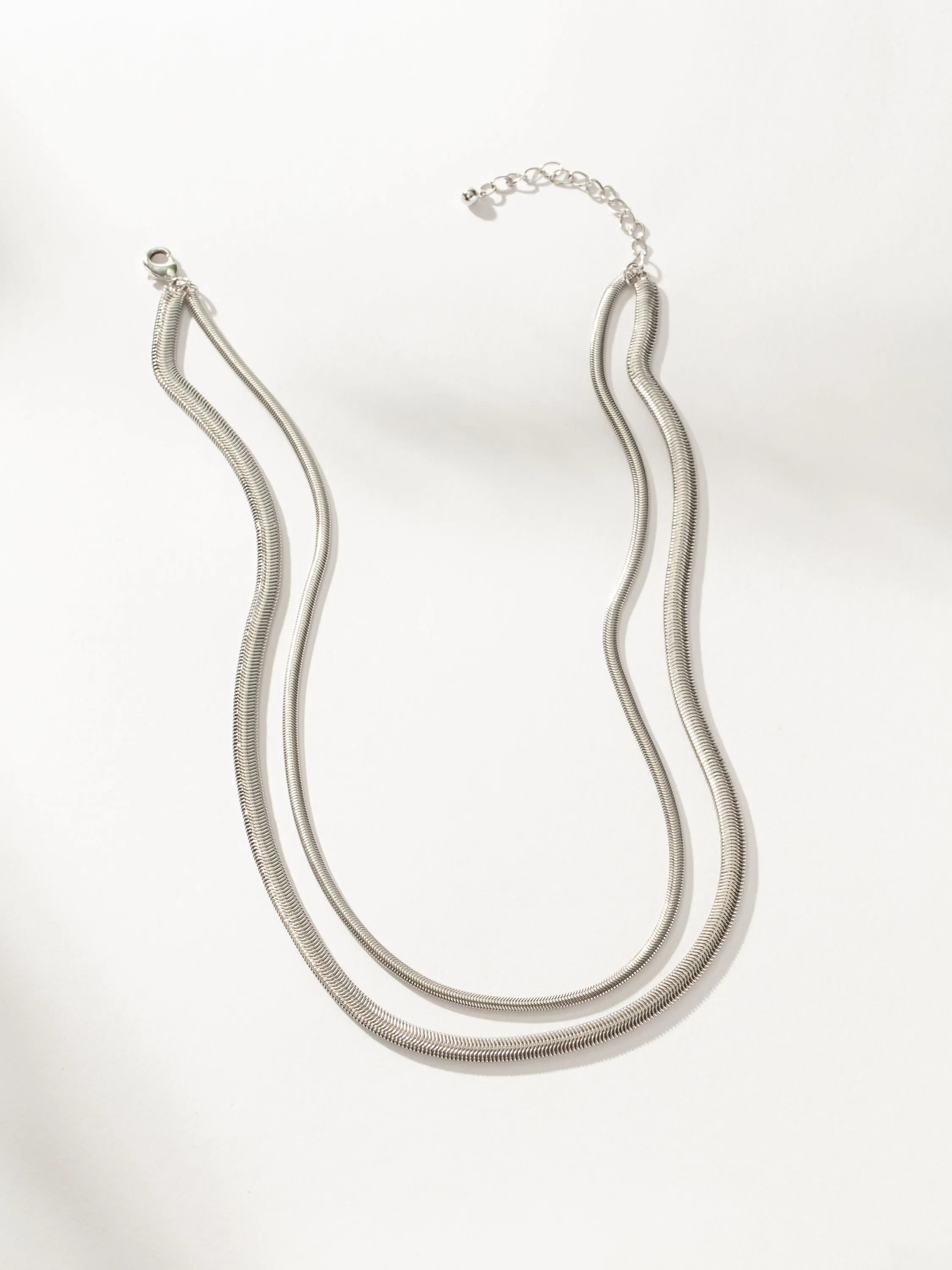 Layered Flat Snake Chain Necklace