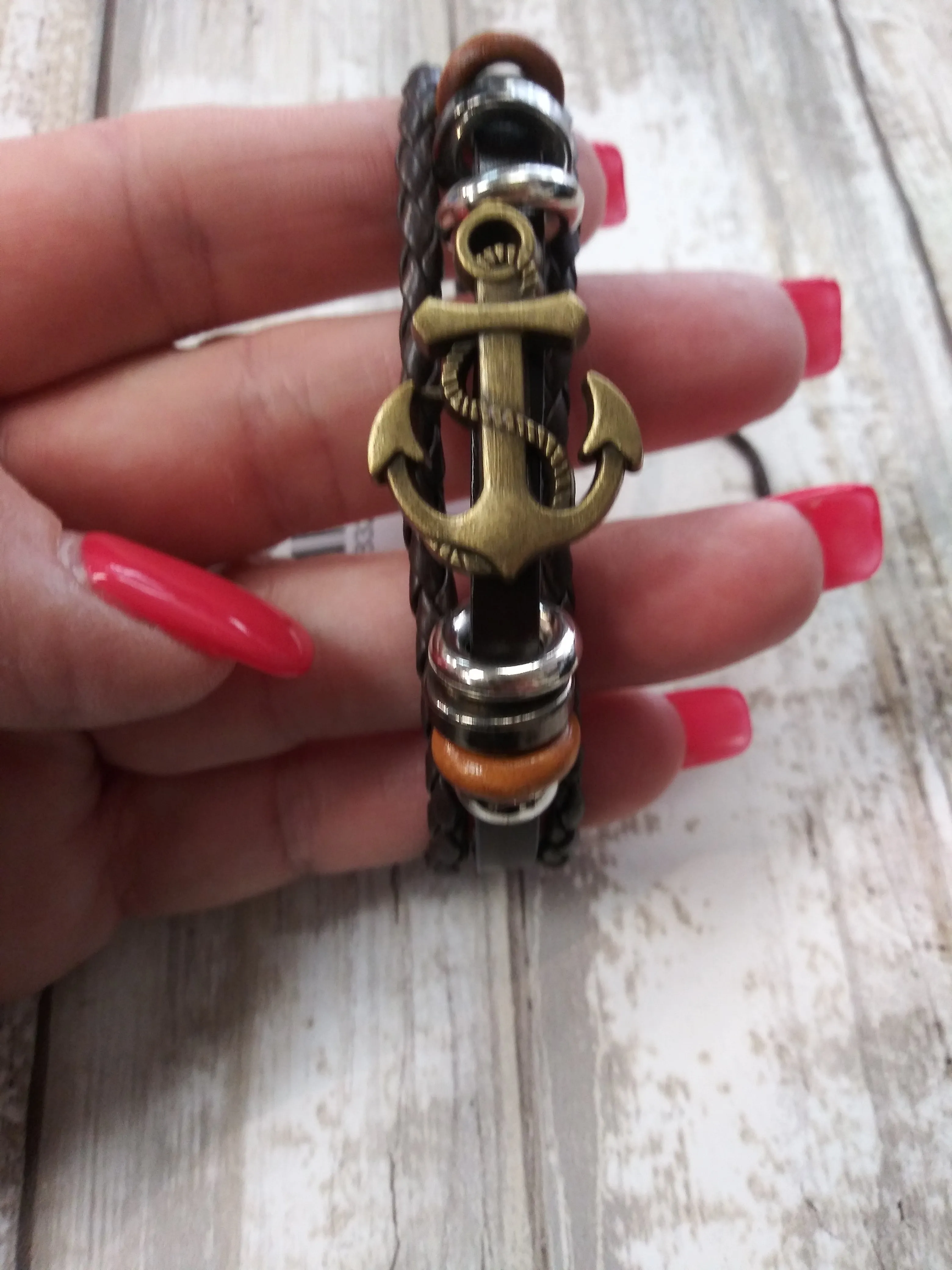 Leather Anchor Bracelet