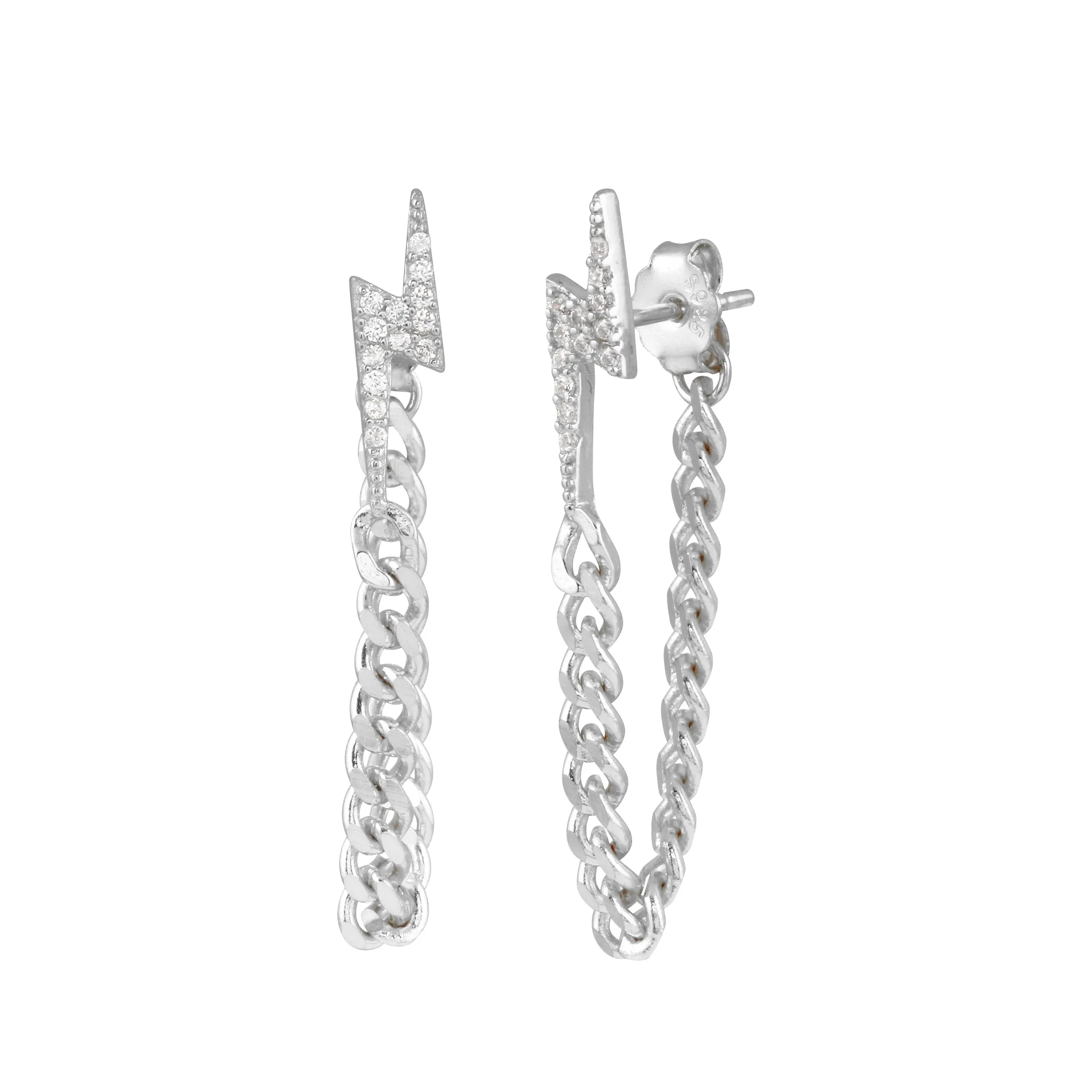 Lightning Cuban Chain Earrings