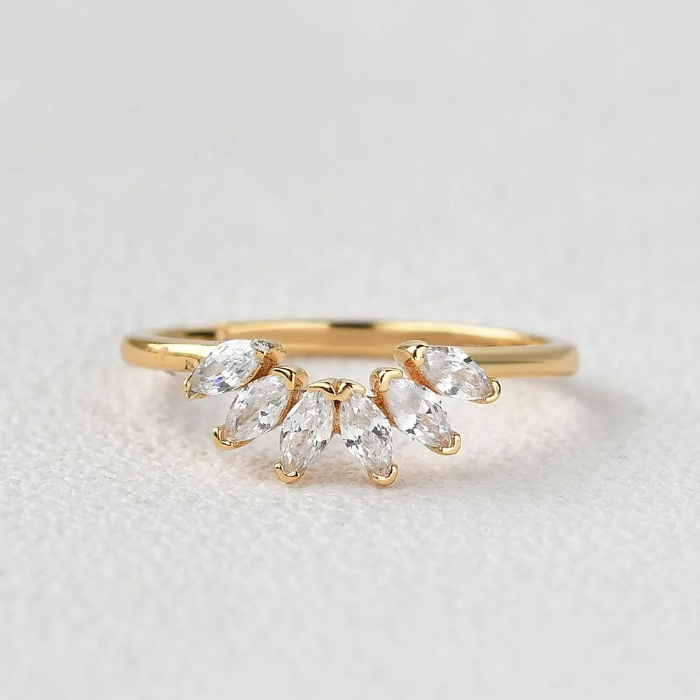 Marquise Moissanite Curved Wedding Band