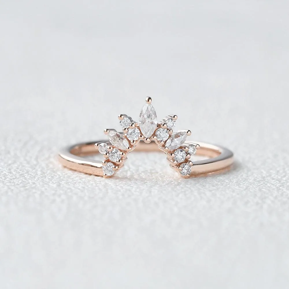 Marquise Moissanite Stacking Curved Band