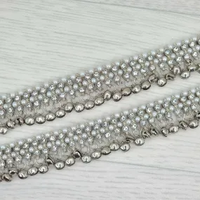 Meera - Silver Polki and Pearl Anklet with Bells