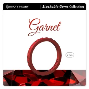 Metallic Red Garnet Pyramid Stackable Slim Thin Silicone Ring for Women