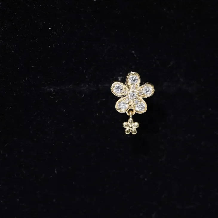 Moissanite Flower Drop Earring for Helix Piercing