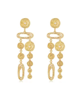 Molten Disc Statement Earrings- Gold