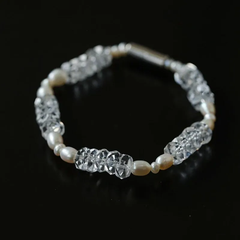 Natural White Crystal Abacus Bead Bracelet