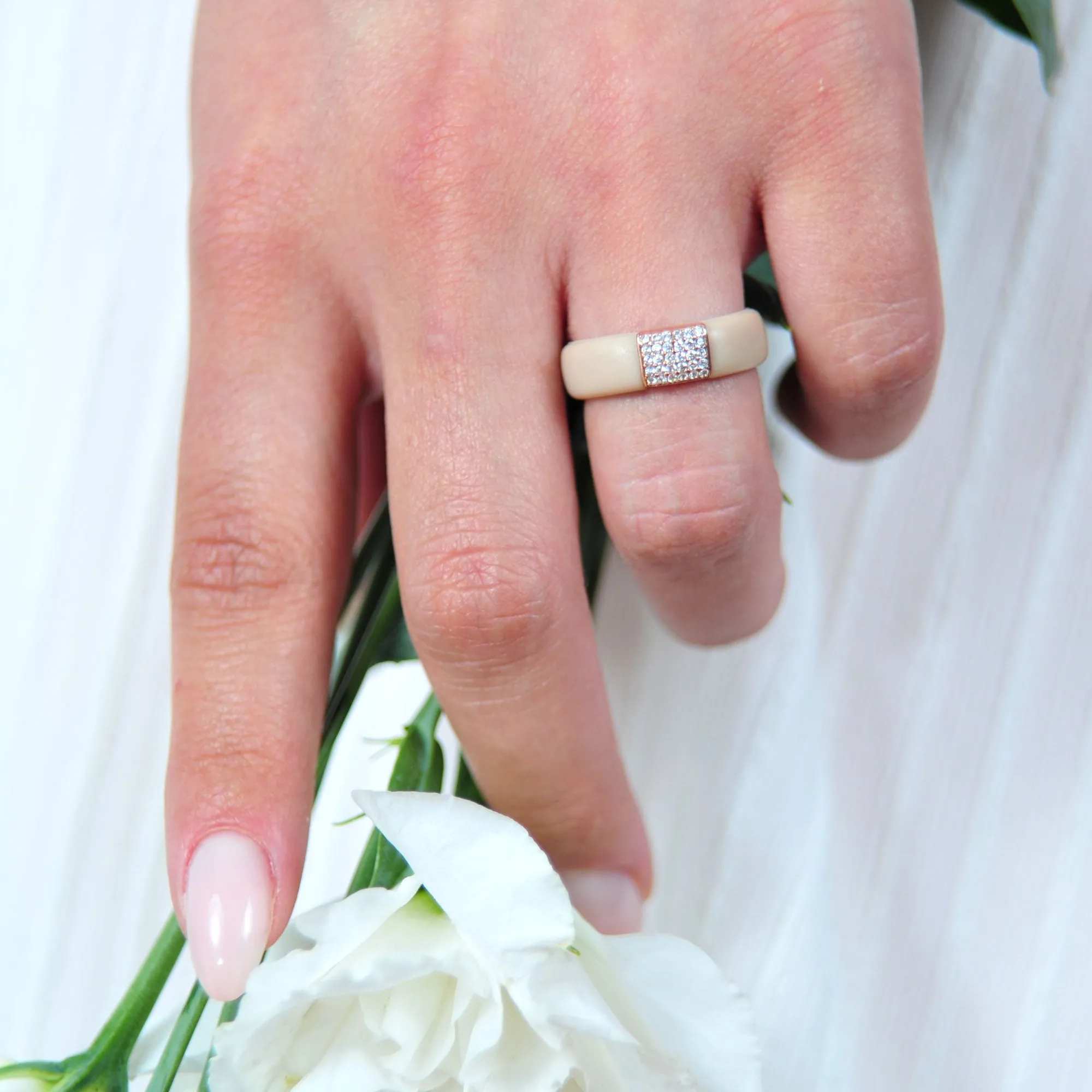 New! Silicone Ring with Metal and Stones