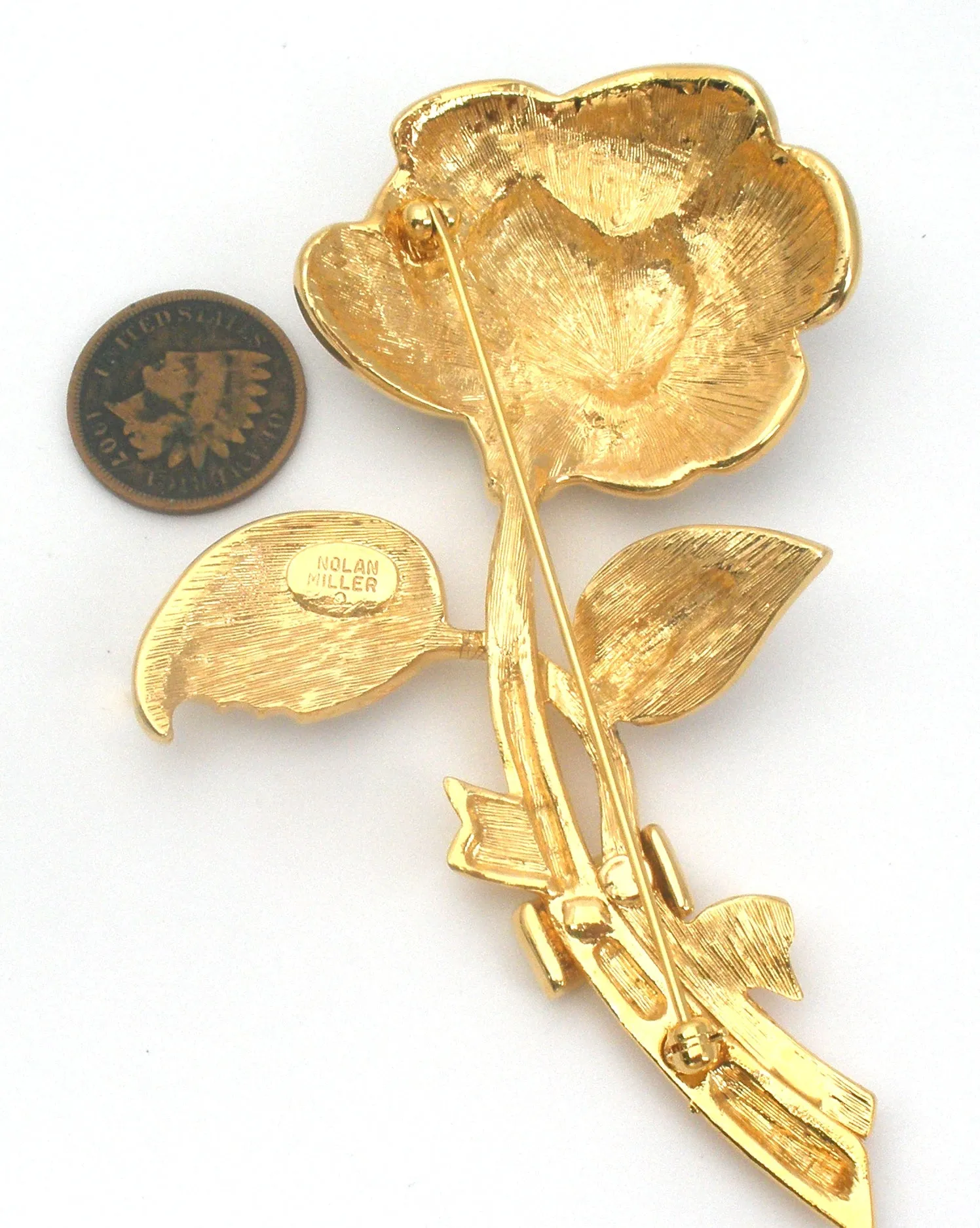 Nolan Miller Clear Crystal Flower Brooch Pin