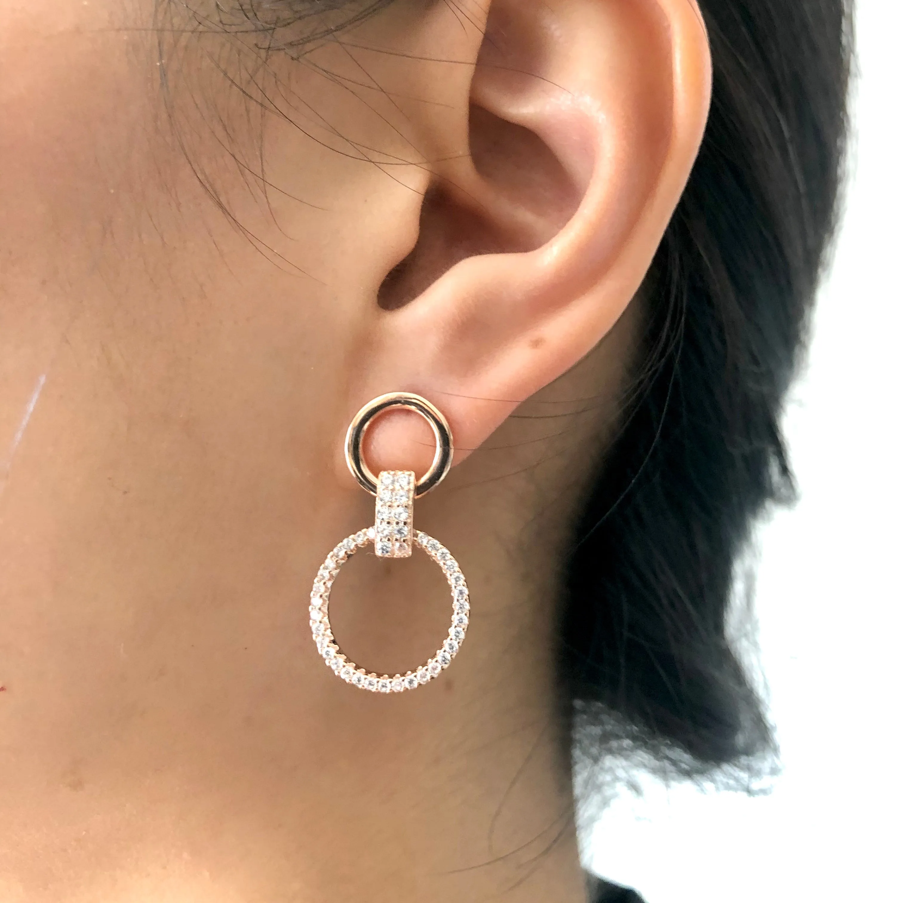 Pave Double Circle Earrings