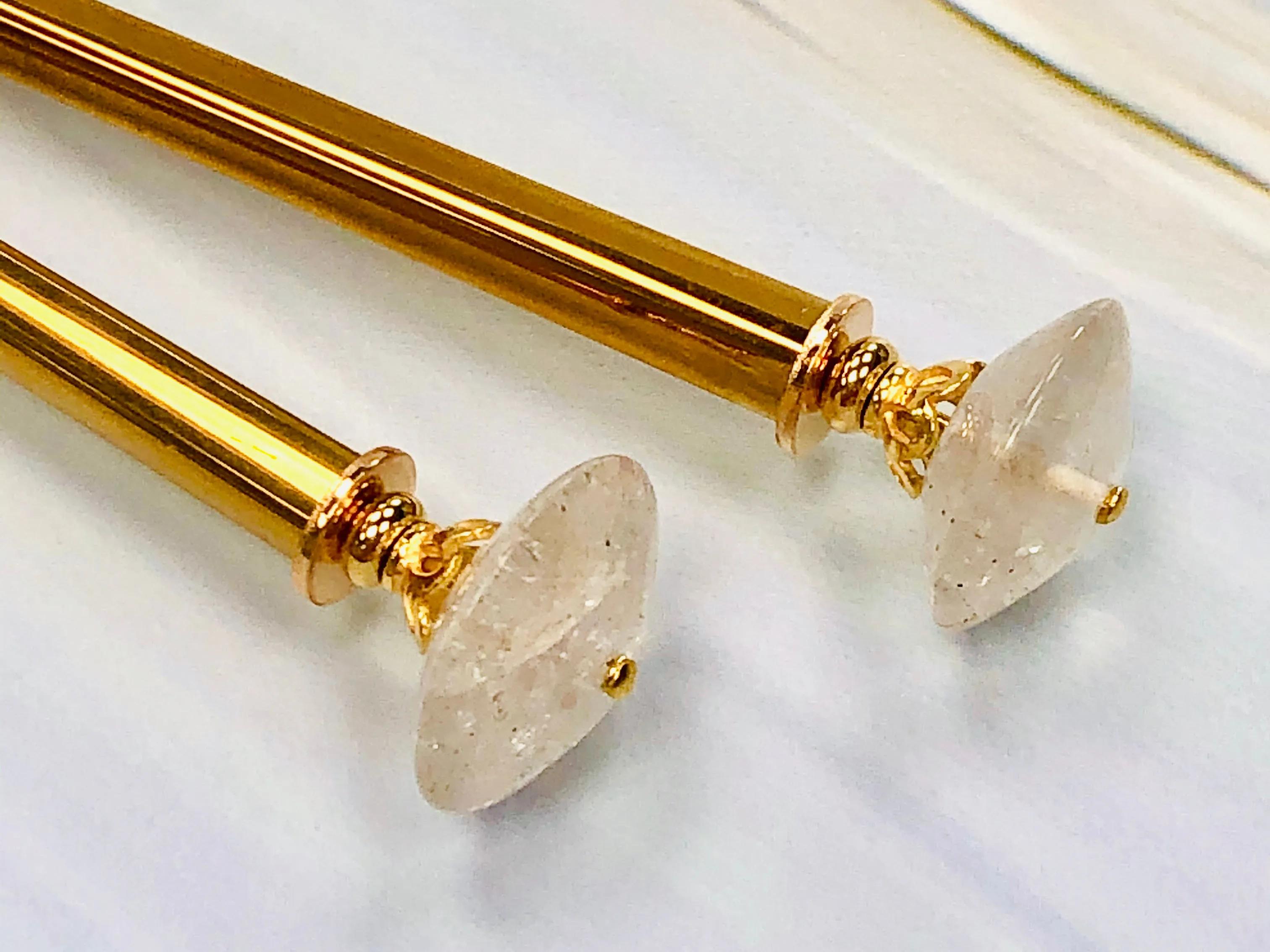 Rock Crystal Gemstone Hair Sticks, Luxury Bridal Hair Pins