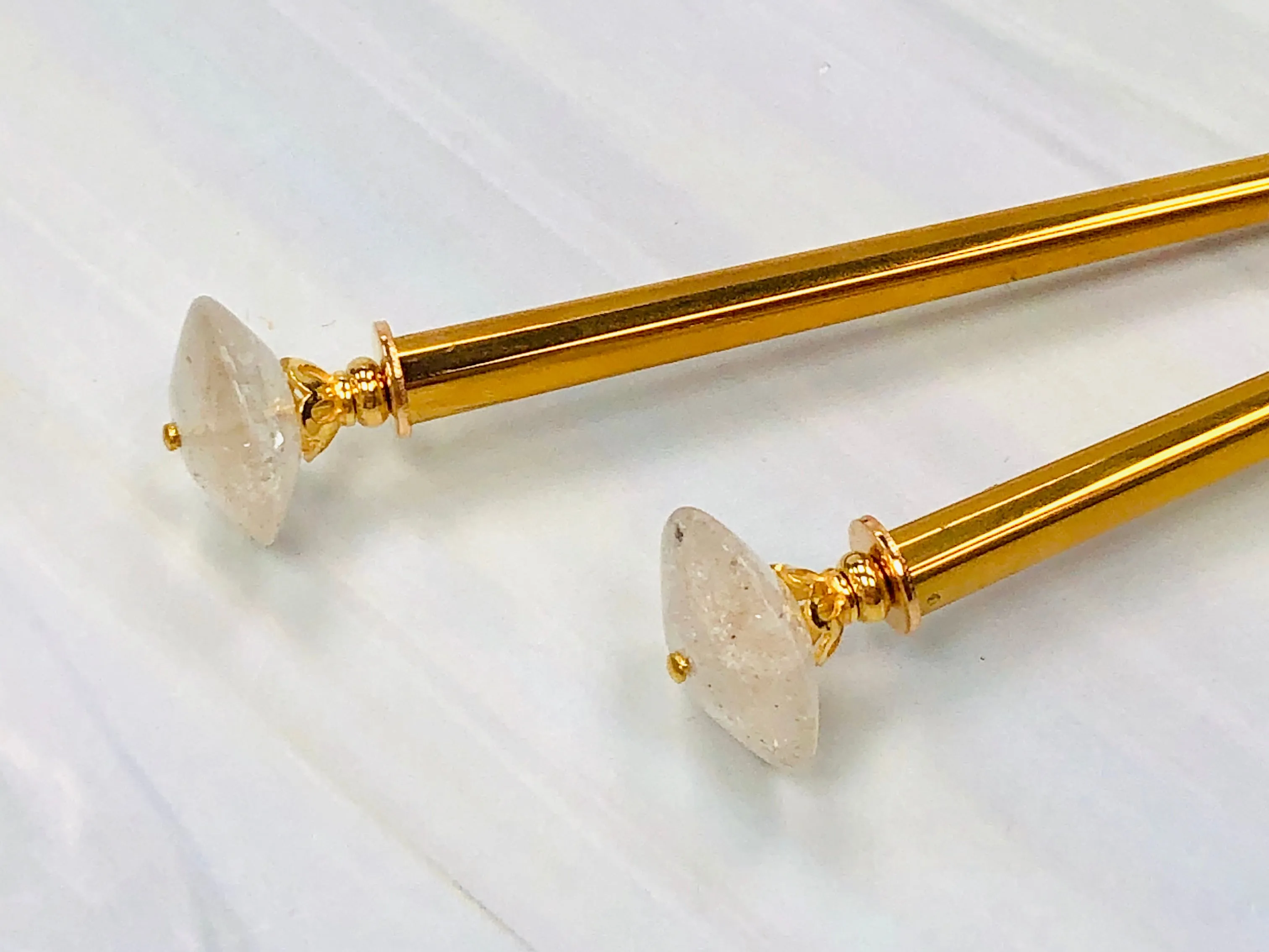 Rock Crystal Gemstone Hair Sticks, Luxury Bridal Hair Pins