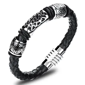 Rock Leather Weaved Man Bracelets Fashion New Magnet Clasp Good Steel Wristband Braided Wrap Bracelet & Bangles Gifts