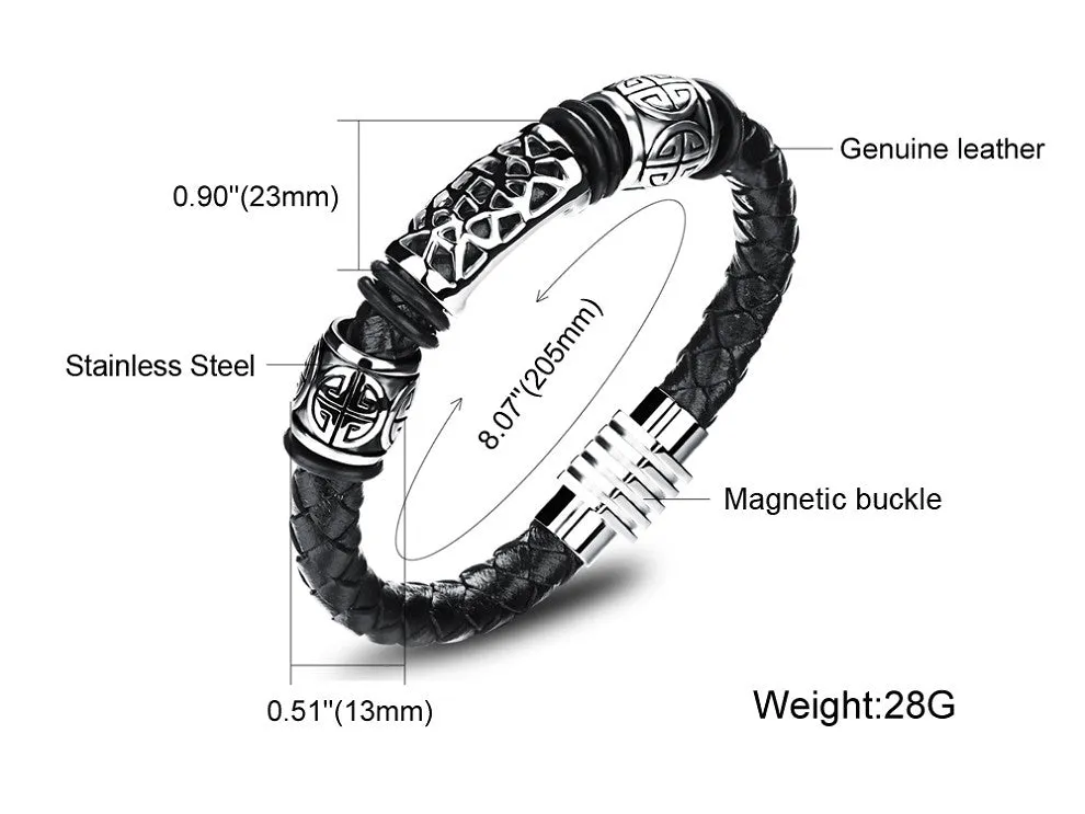 Rock Leather Weaved Man Bracelets Fashion New Magnet Clasp Good Steel Wristband Braided Wrap Bracelet & Bangles Gifts