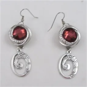 Rose Crystal & Silver Drop Earrings Dangling Charm