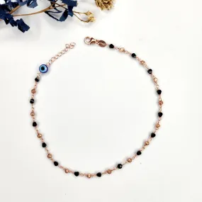 Rosegold Blue Evil Eye Anklet