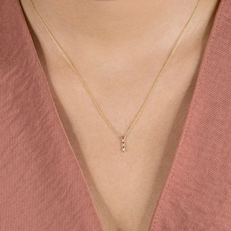 Sadie Pearl Baguette Vertical Drop Necklace