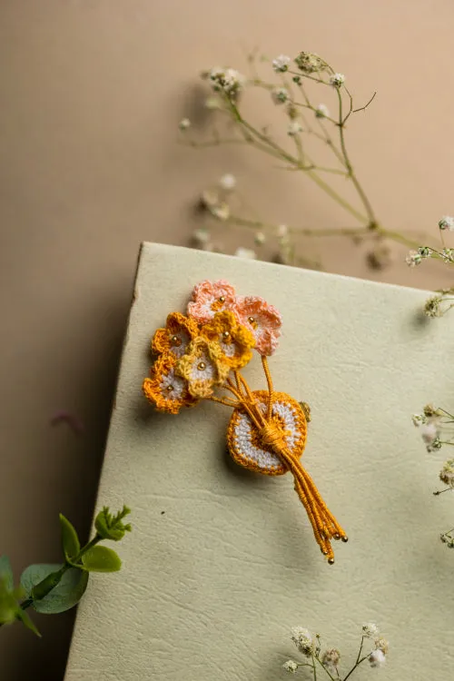 Samoolam Handmade Garden Brooch Orange