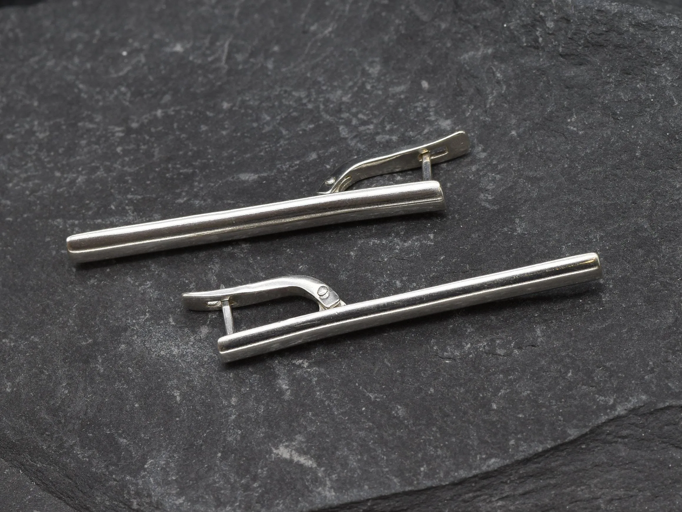 Silver Bar Drop Earrings - Silver Vertical Earrings - Long Line Statement Earrings