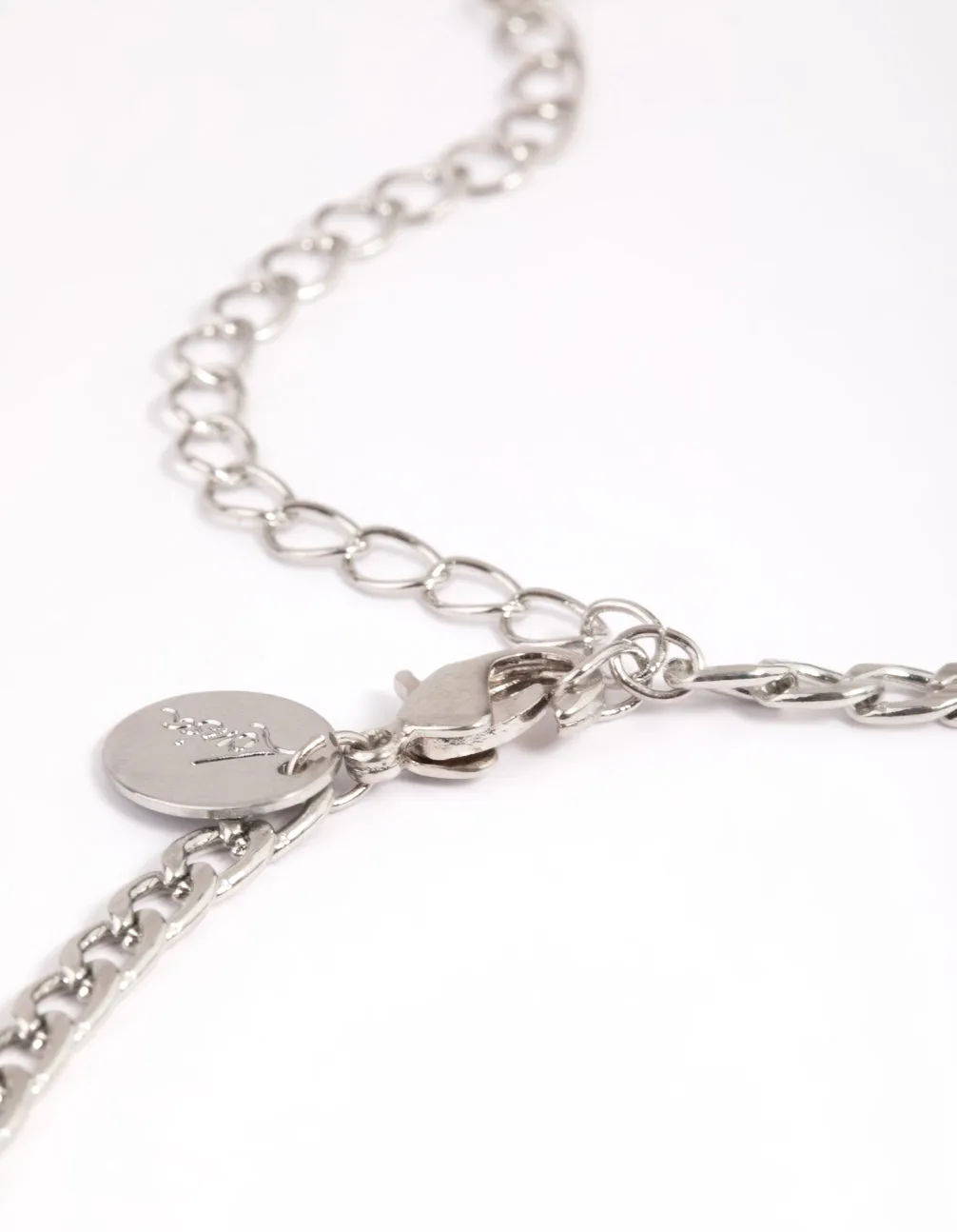 Silver Curb Chain Anklet Set