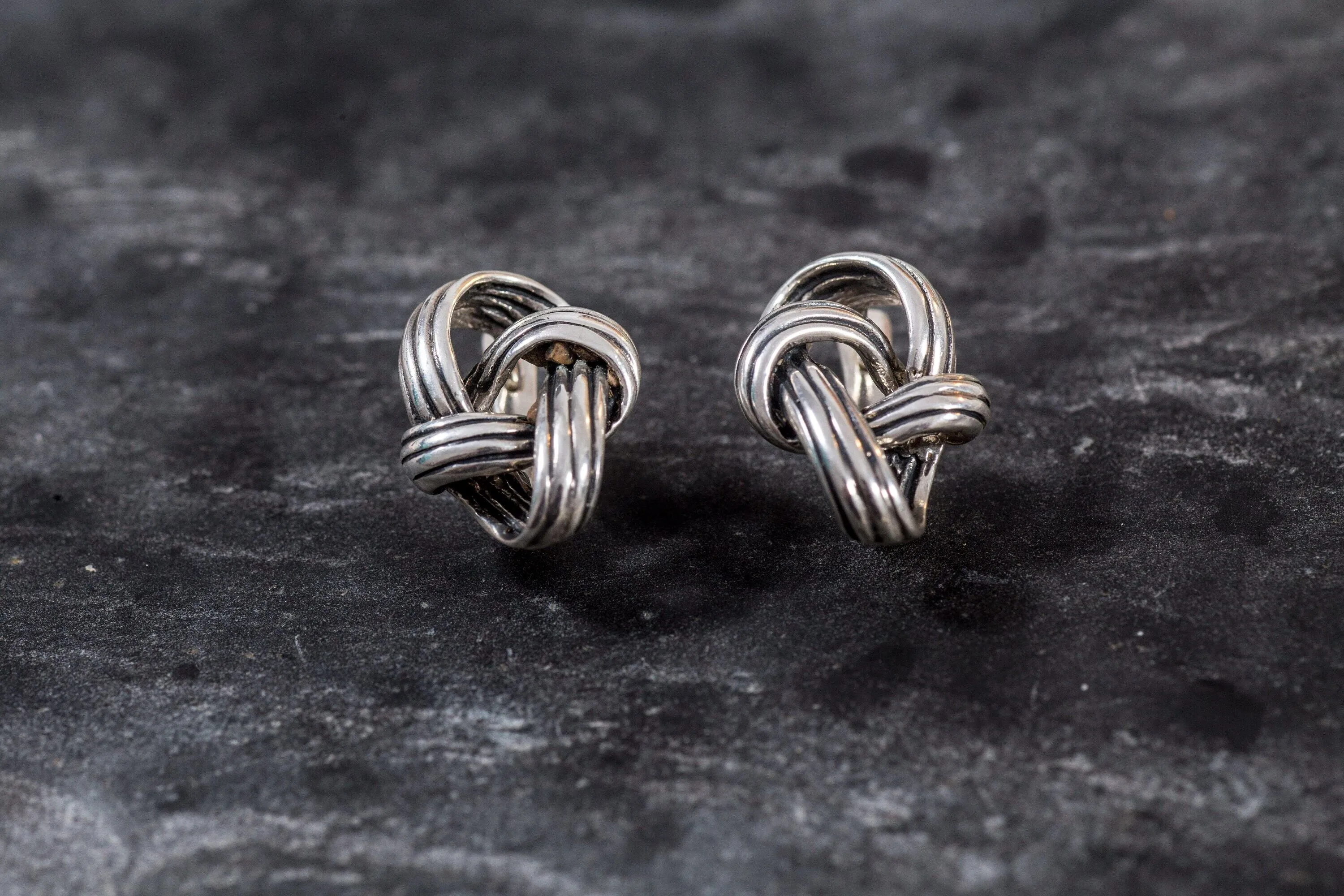 Silver Knot Earrings - Infinity Earrings - Drop Loop Studs