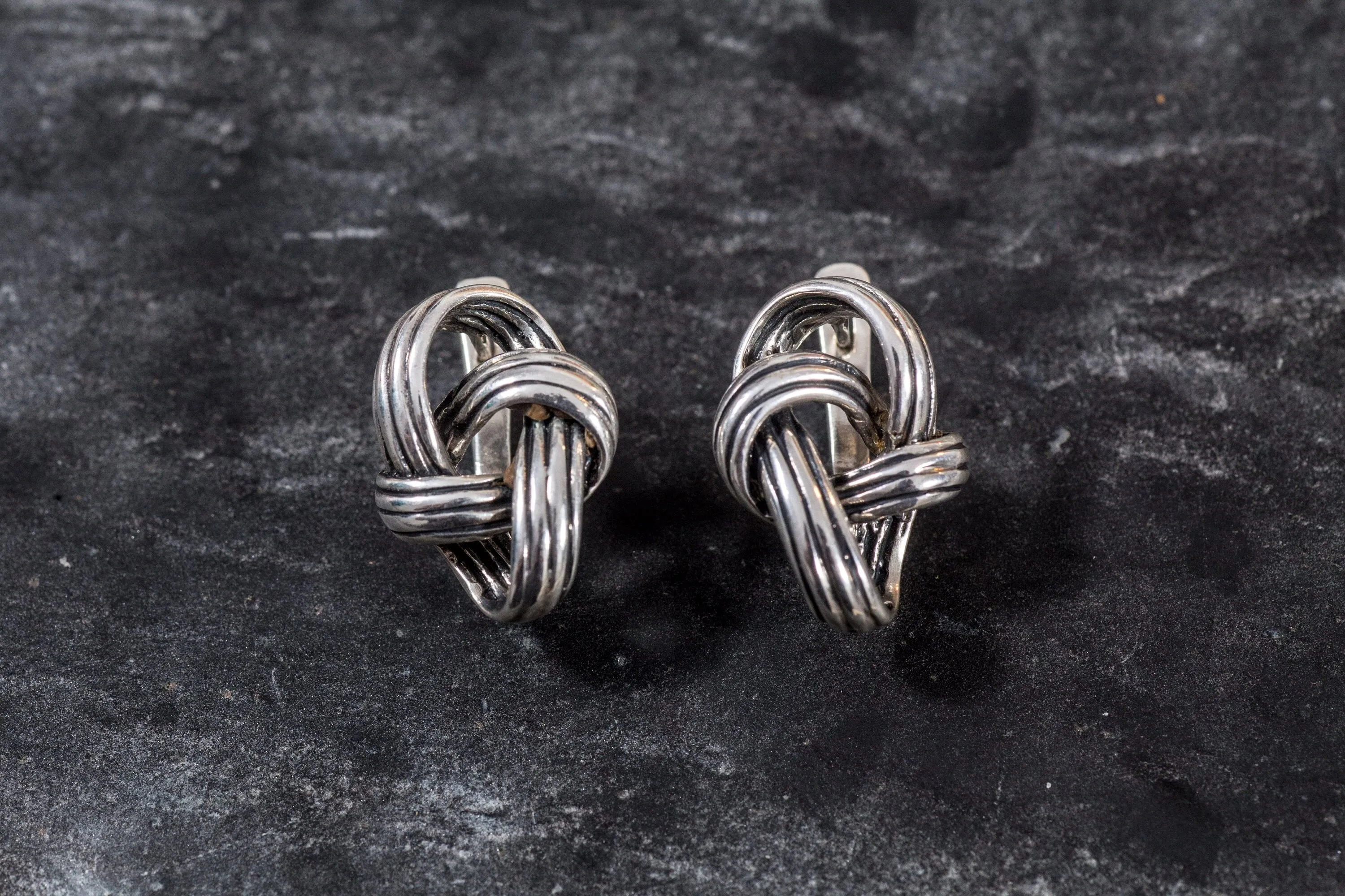 Silver Knot Earrings - Infinity Earrings - Drop Loop Studs